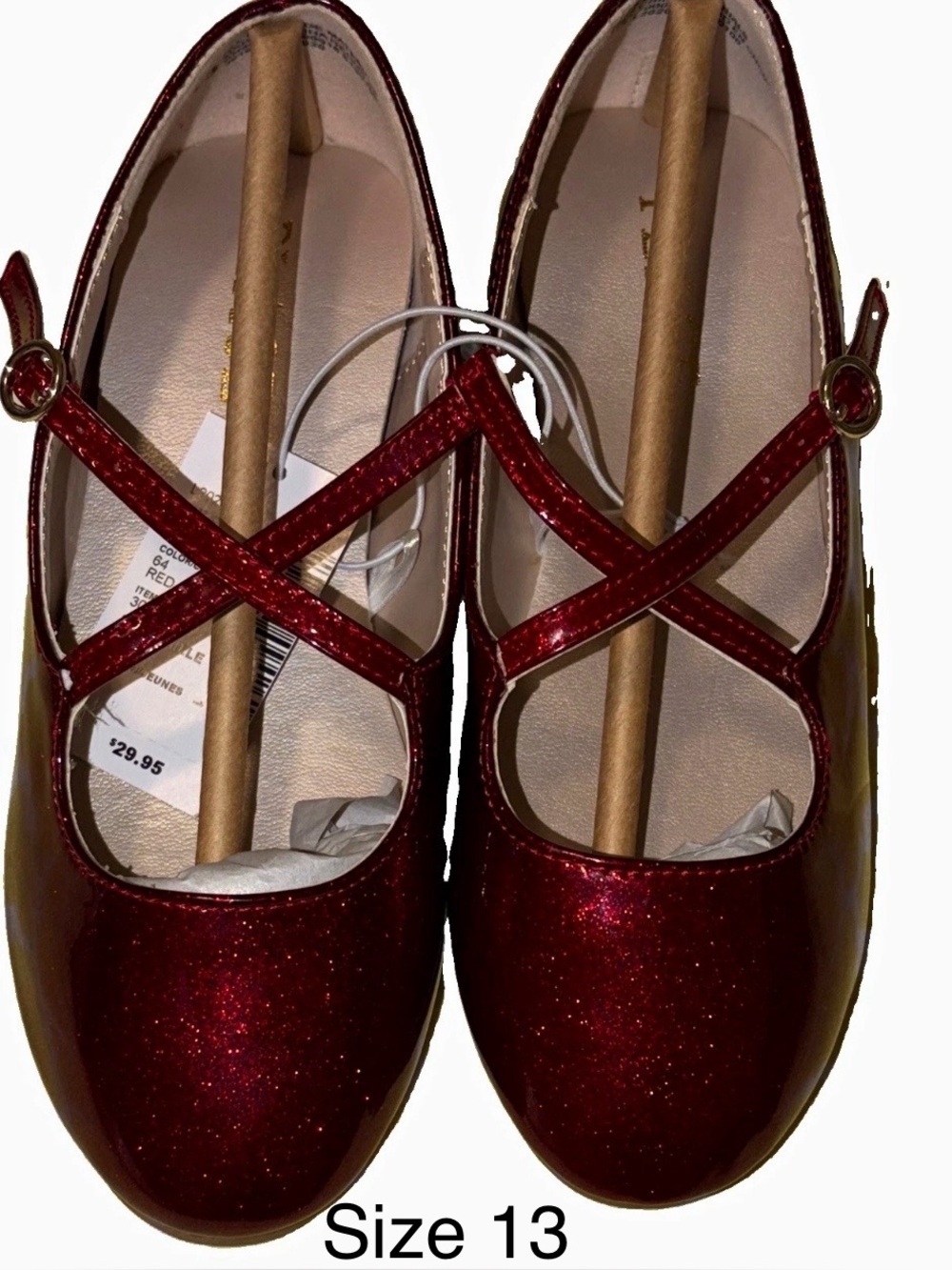 The Children's Place Red Glitter Mary Jane Cross-Strap Flats